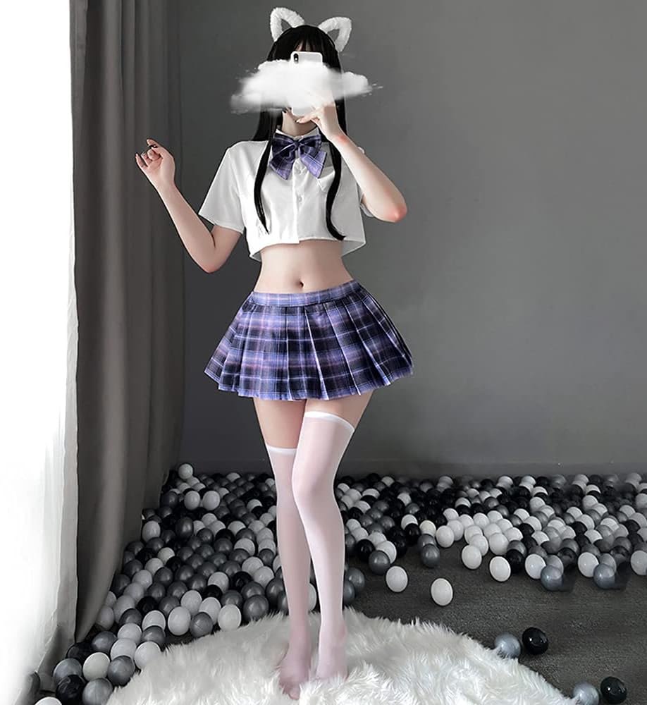 SINGUYUN Japanese School Girls Uniform lattice Pleated Skirt Anime Cosplay Lingerie JK Costume Sexy With Socks