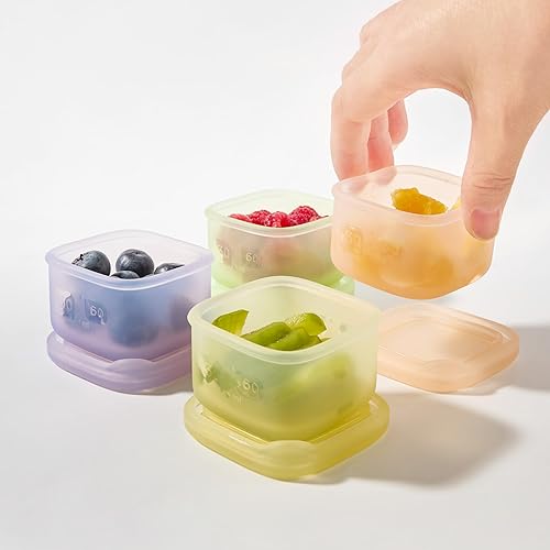 Miniatura 7 de Olababy Clear Sense - Contenedores de almacenamiento de silicona para alimentos de bebé, aperitivos, fórmula, puré, salsa y más, microplástico y sin