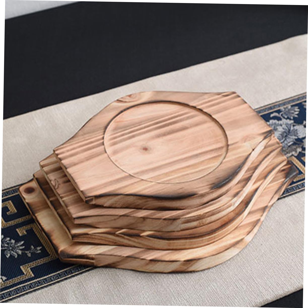 VICASKY 10 Stück Holz Casserole Matte Multifunktionaler Topfuntersetzer mit Rutschfester Stabiler Basis Vielseitig als Servierplatte für Speisen Obst und Snacks Langlebiges Küchenzubehör