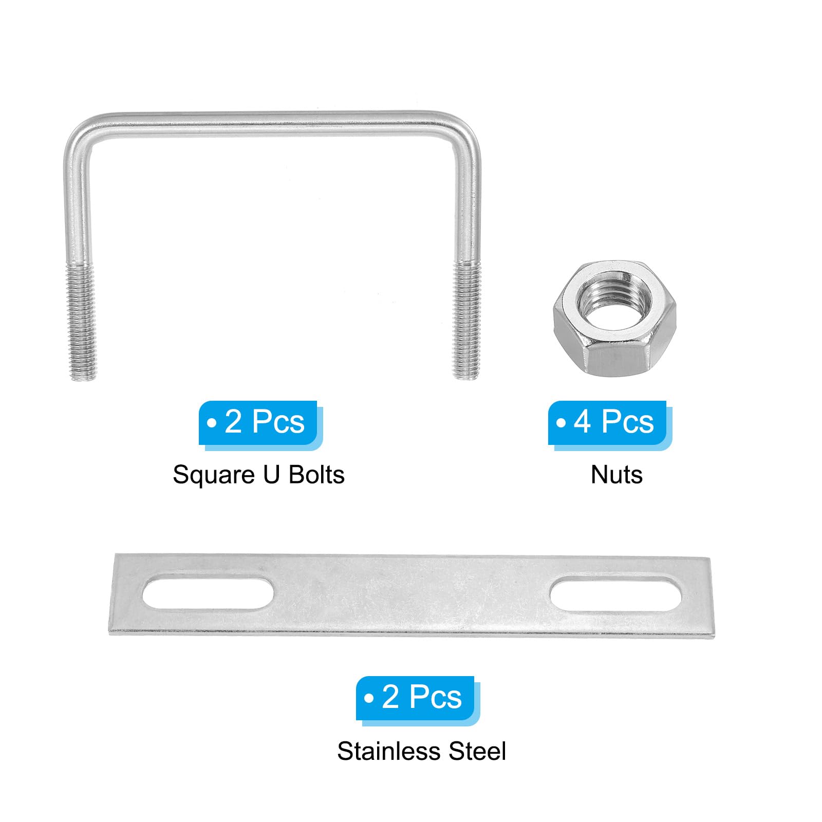 PATIKIL M10x120x90mm Square U-Bolts Kit - Image 3