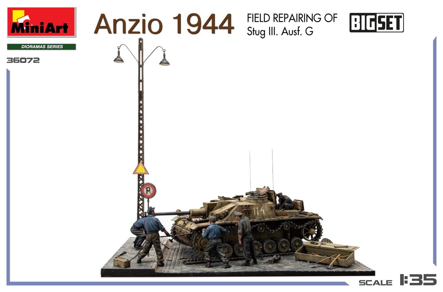 Miniart 1:35 - Anzio 1944, Field Repair, Stug III BigSet, Molded Color, 1/35 スケール - Image 2