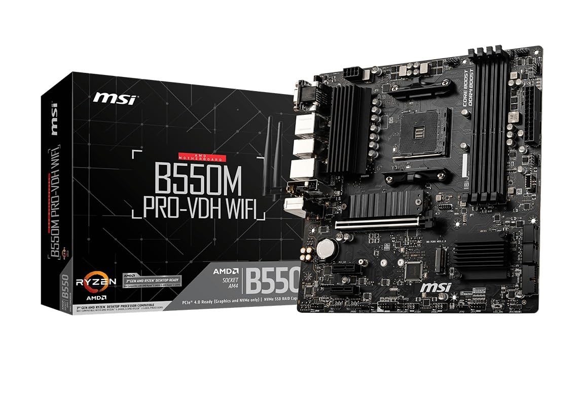 MSI B550M PRO-VDH WiFi ProSeries ?????? (AMD AM4 DDR4 PCIe 4.0 SATA 6Gb/s M.2 USB 3.2 Gen 1 Wi-Fi D-SUB/HDMI/DP Micro-ATX)