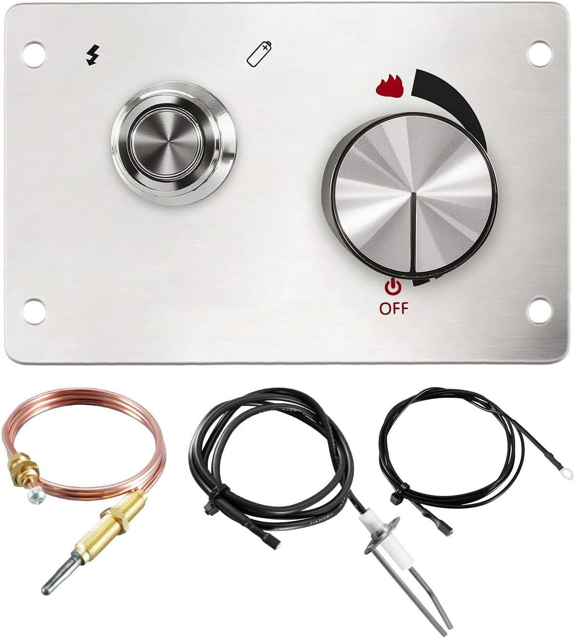 Fire Pit Burner Valve Ignition Kit, Push Button Igniter& Flame Failure Safety Valve, LPG/Propane Gas Control System Replacement for Outdoor Fire Pits & Patio Heaters