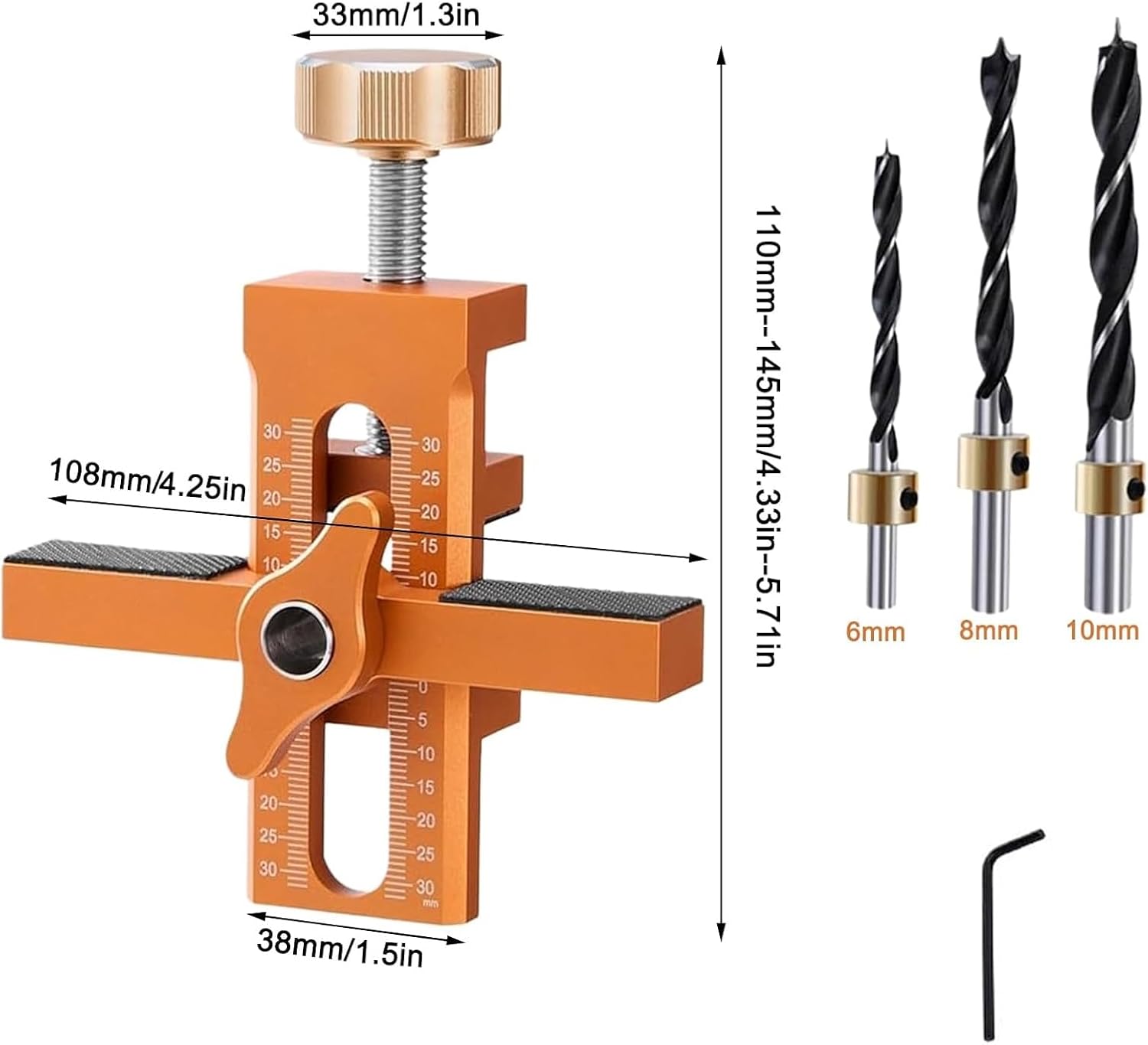 2-in-1 Cabinet Door Mounting Jig, Cabinet Door Jig Mounting Tool with Adjustable Positioner, Cabinet Door Positioning Tool for Most Cabinet Doors with 3 Drill Bits