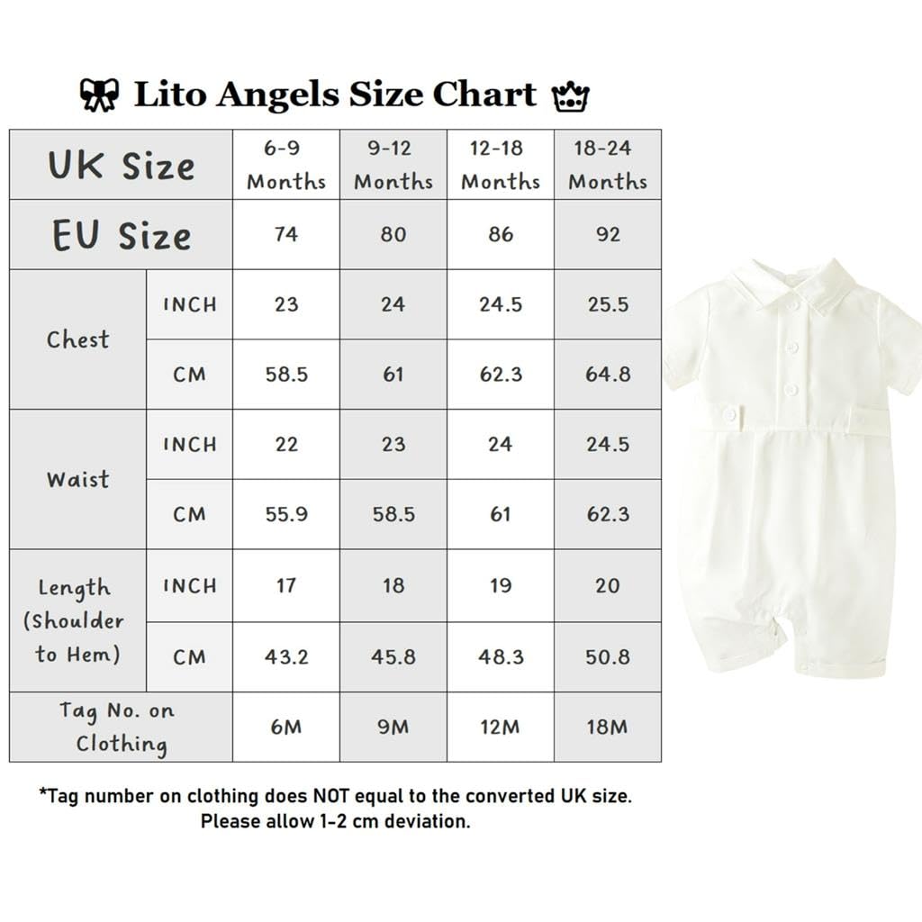 Lito Angels Abito da Battesimo con Cappello per Neonati Bambini, Taglia 6-24 Mesi, Bianco