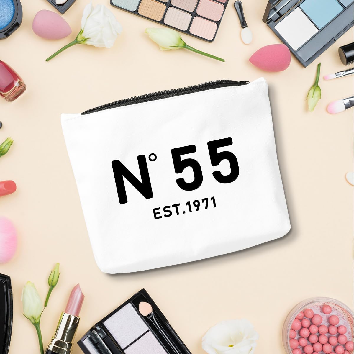 Funny 55th Birthday Gifts for Women Makeup Bag, Happy 55th Birthday Party Decorations for Women Makeup Pouch, 55 Year Old Gifts Ideas Cosmetic Bag - Image 5