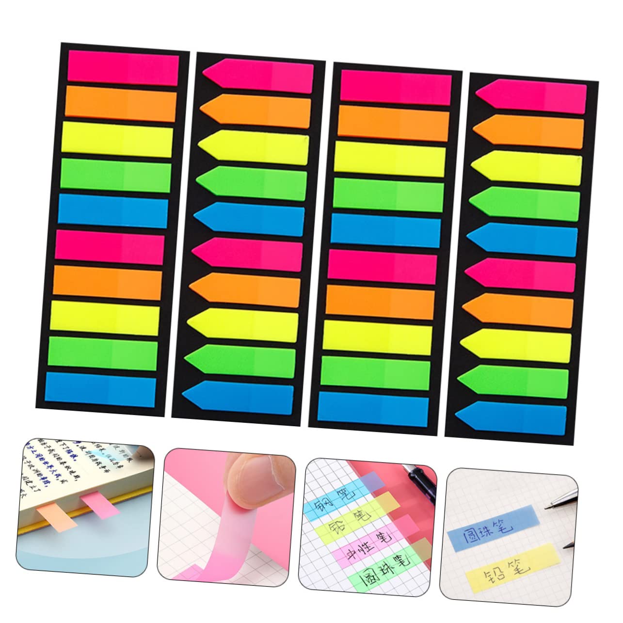 HOMSFOU 4 Set Linguette Adesive Trasparenti Per Libri Segnapagina Autoadesivi Per Casa E Ufficio Pratici Marker Pagina Residui Pagine 4 Pezzi * 4