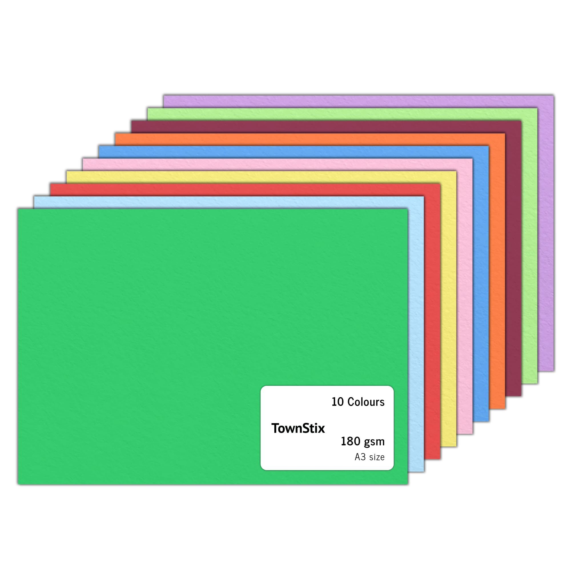 60 Piezas, 180gr - Cartulinas A3 Colores, Folios de Colores Hojas Papel - 10 Colores, 420 x 297 mm
