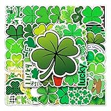 50枚 クローバーステッカーセット クローバー防水シール ステッカーパック 四つ葉デカール スーツケース 車 自転車 バイク ヘルメット パソコン スノーボードに適用