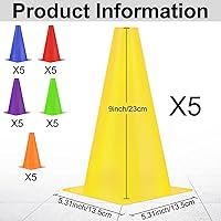 Vista 2 de Hoteam 30 conos de tráfico de 9 pulgadas de plástico para entrenamiento de agilidad deportiva, conos de seguridad, equipo de práctica de fútbol