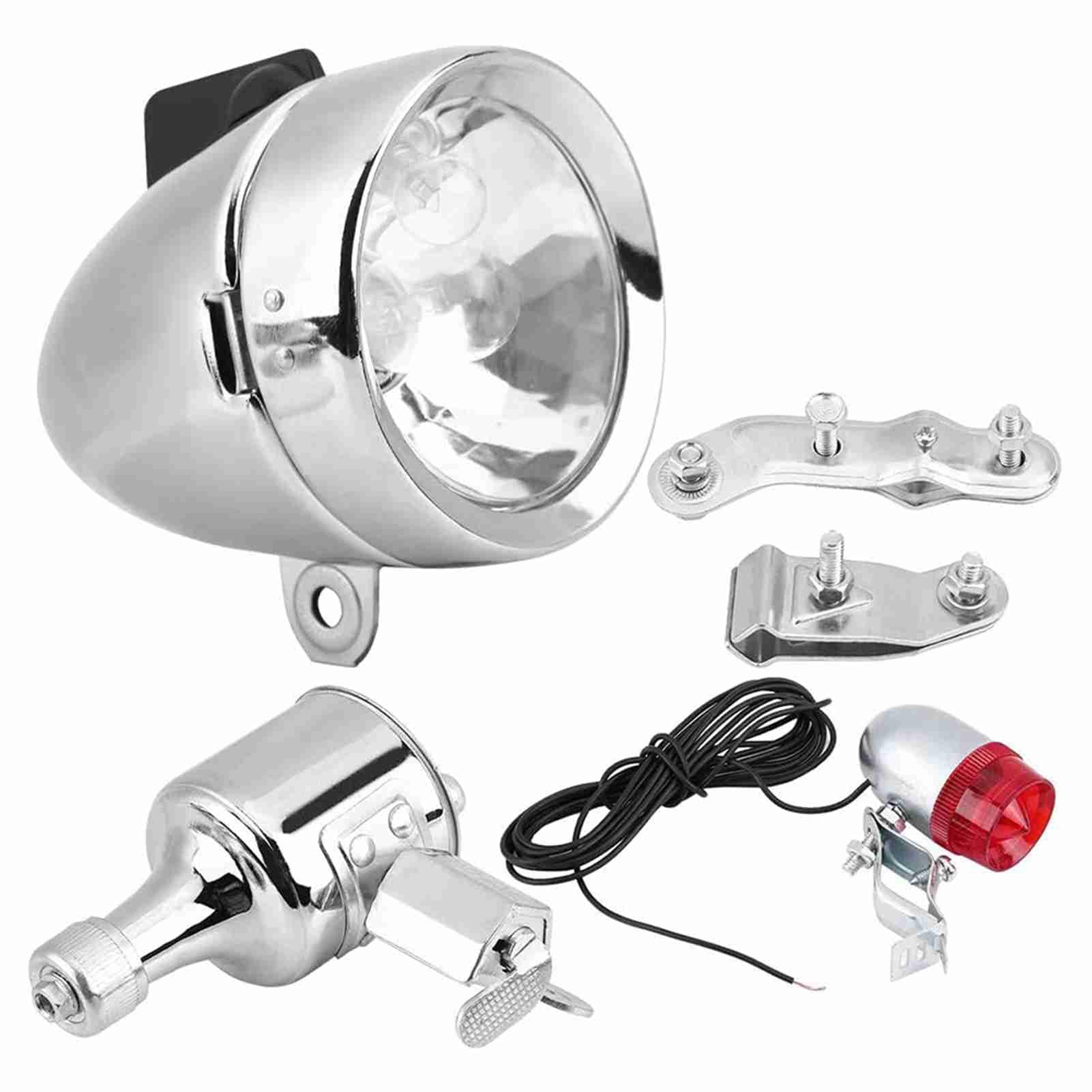 Kit Fanale Posteriore Dynamo per Bicicletta, Generatore a Frizione 12 V / 6 W, Alta Luminosità, Impermeabile, Adatto BMX, E-Bike, Mountain Bike e Modelli Vintage
