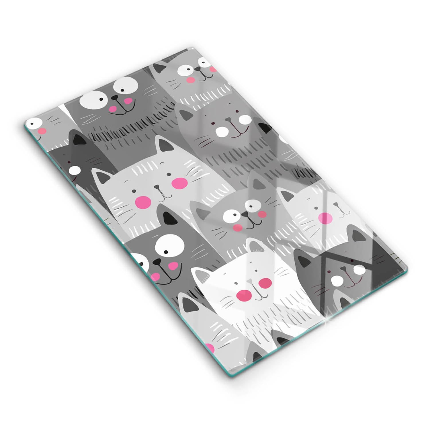 Planche à découper induction 30x52cm Wallfluent avec illustration chats pour protège-plaque