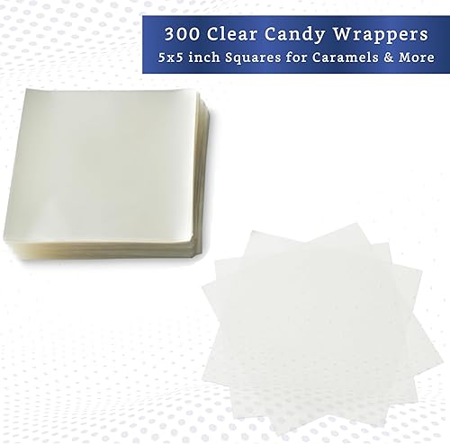 Miniatura 2 de Envolturas transparentes de caramelo para caramelos (300 unidades de 5 x 5 pulgadas), envoltura de celofán transparente natural, envoltorios
