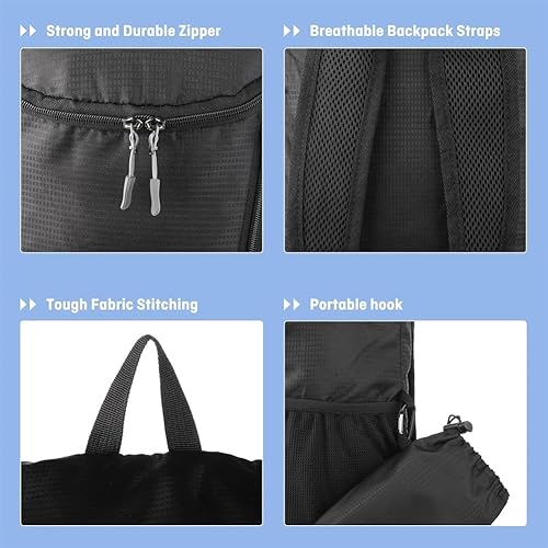 Miniatura 3 de Mochila deportiva sólida portátil al aire libre del bolso compacto ligero plegable del bolso exterior del bolso para el senderismo, Naranja,