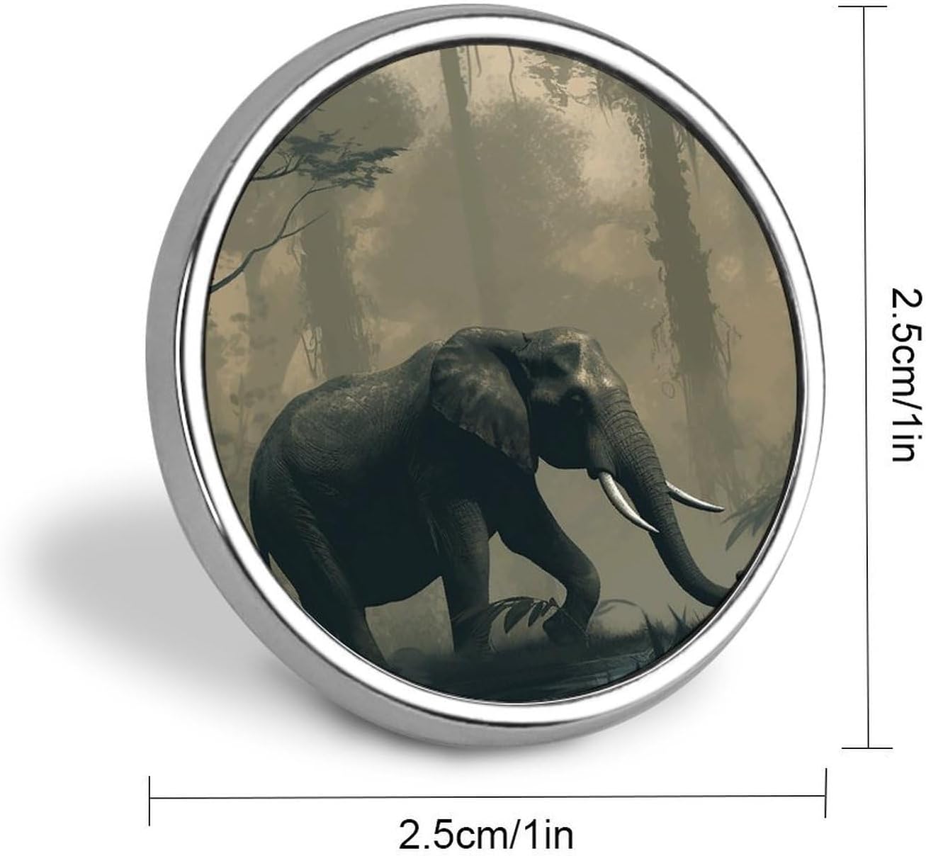 Elephant Lapel Pin Round Badge Brooch Pin for Clothes image 2
