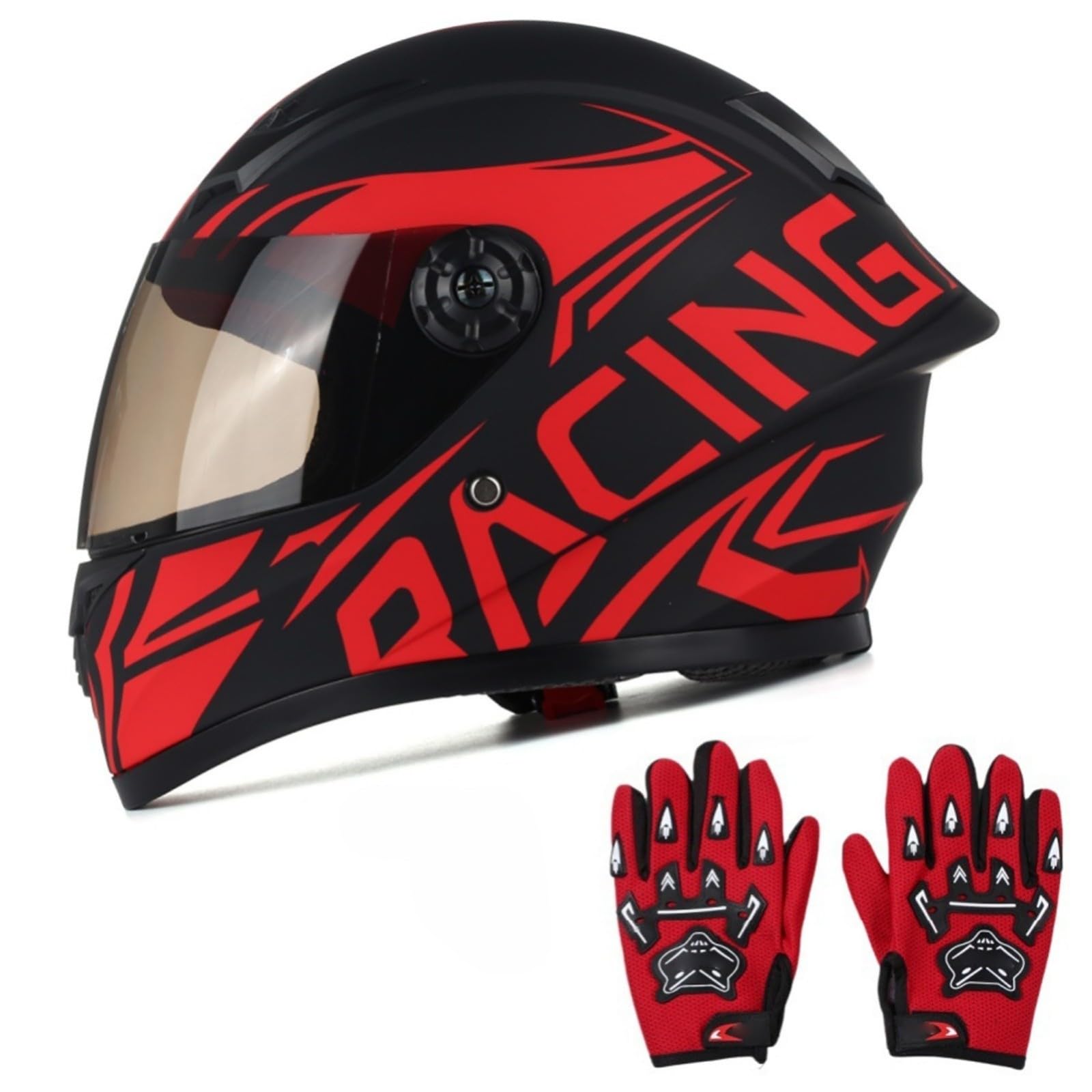 Kask dziecięcy z integralną twarzą, kask rowerowy dla chłopców i dziewcząt, kask motocyklowy z wizjerem, kask dziecięcy do jazdy na rowerze, motocyklu i skuterze 1,L (51-52 cm)