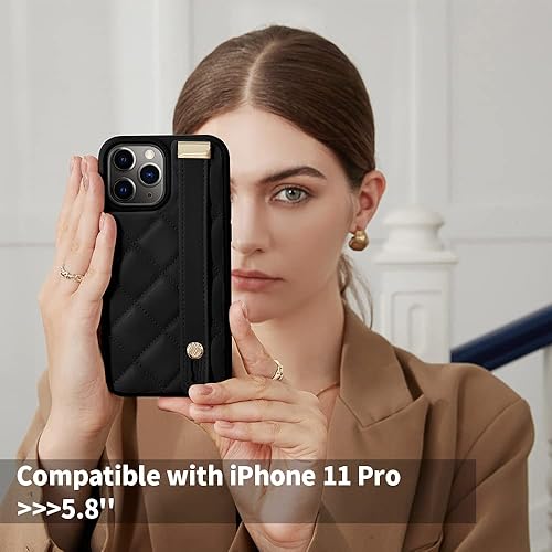 Miniatura 2 de ZVE iPhone 11 Pro - Funda acolchada de cuero a prueba de golpes, con función atril para mujer, compatible con iPhone 11 Pro, 5.8 pulgadas, color