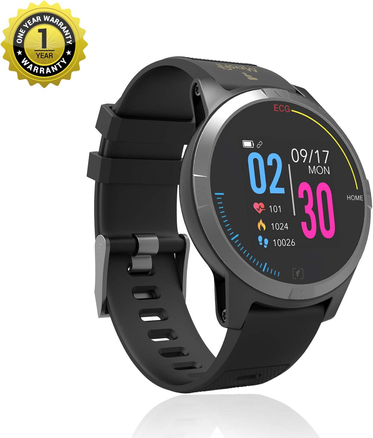 Race-Thrust ECG-Smart-Watch for Fitness & Health PRO: Stylish-Sporty-Health-ECG-Smart-Watch, All Activity Tracking (Black)