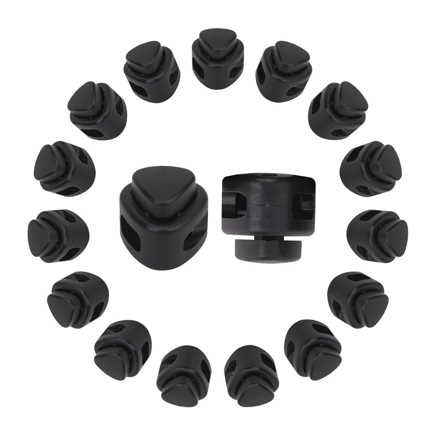 30 Fermagli Per Cordino A Doppio Foro | Chiusure A Molla In Plastica PP Colori Misti | Per Lacci, Zaini, Cordini, Tende | Misura Larga - 3