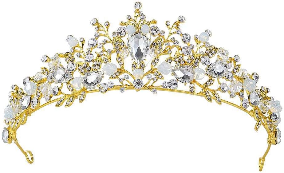 クリスタルウェディングクラウン トレンディなハンドメイドウェディングクラウン、ラインストーンパールクリスタルヘッドバンドウェディング