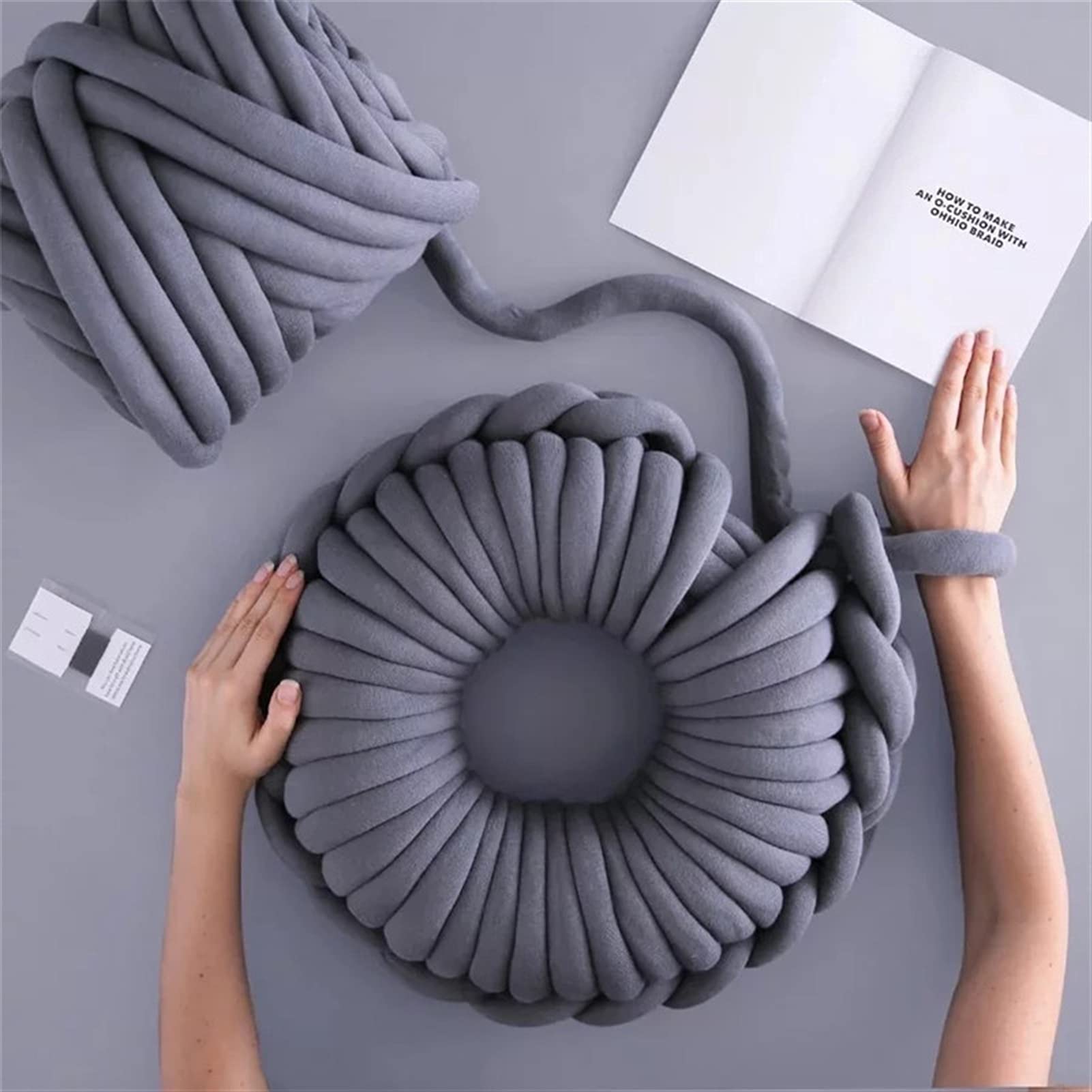 Hilado Grueso súper voluminoso Grueso for Tejer a Mano Ganchillo Suave algodón Grande Bricolaje Hilo de Hilado de Punto de Tejer Brazo for Manta Ovillos Lanas (Color : Darkgray-0.5KG)