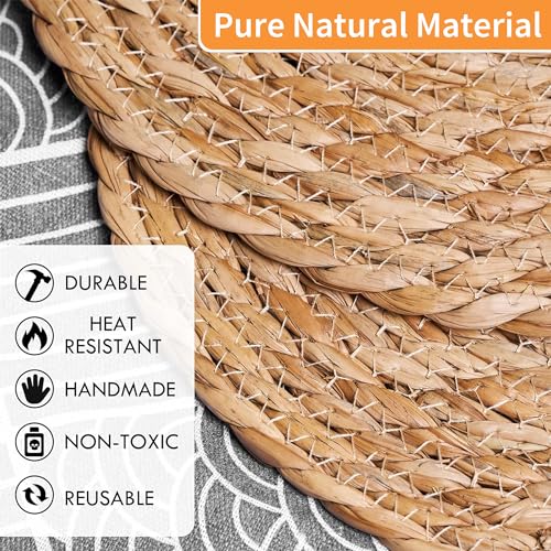Image of 13.5'' Round Woven Placemats Set of 10, Boho Rattan Chargers for Dinner Plates, Round Rattan Placemats,for Dining Table,Wedding, Farmhouse,Outdoor and Christmas