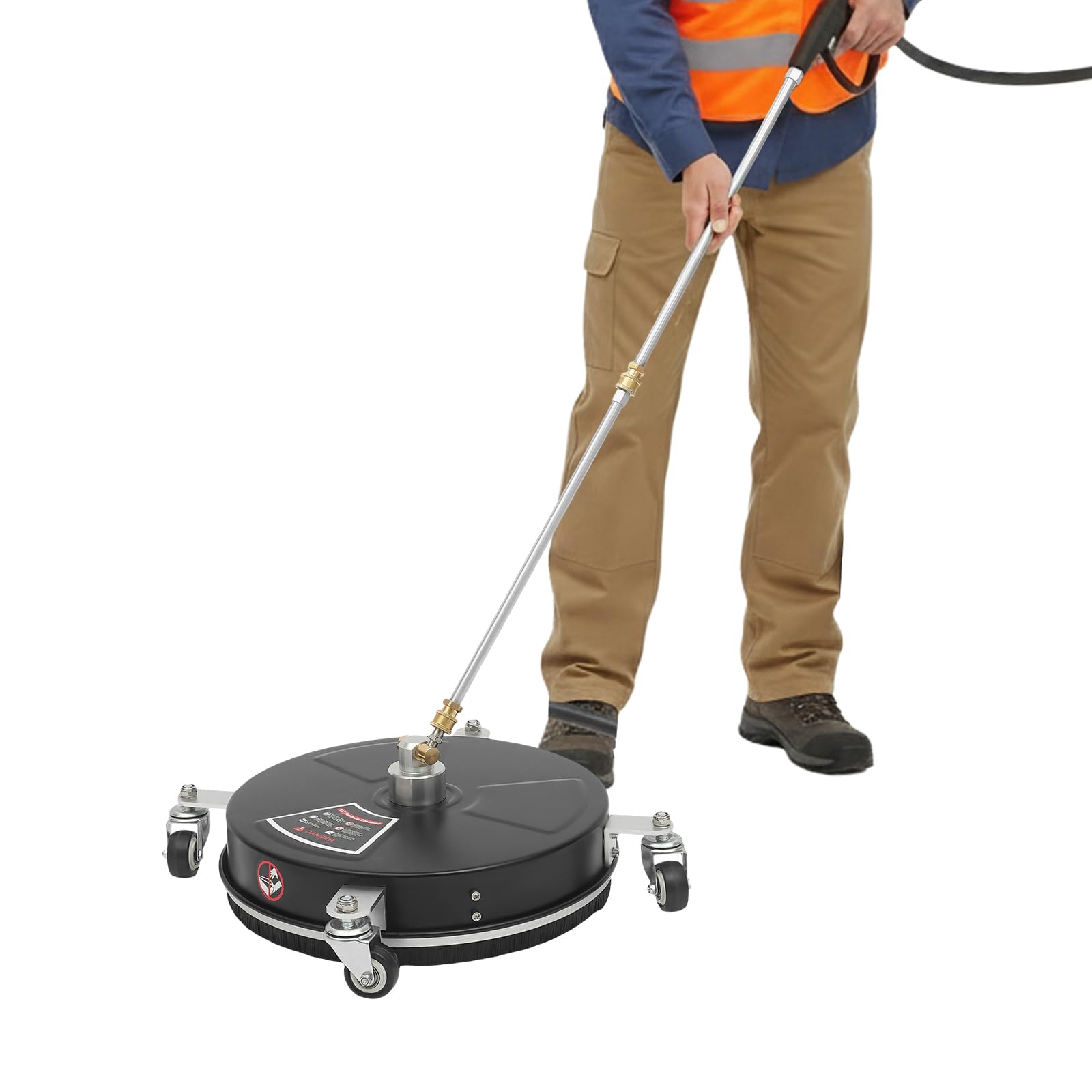Rondella ad alta pressione, pulitore superficiale da 15 pollici, scopa d'acqua a 4 ruote, pulitore superficiale in acciaio inox per pulire sentieri da giardino, marciapiedi