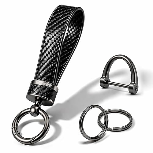 Turcee Leather Car Keychain - Carbon Fiber Interior Key Fob