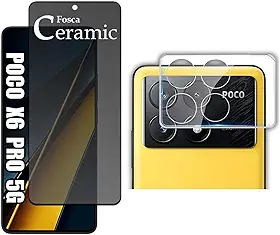 Película Privacidade Cerâmica Fosca + Pelicula De Câmera Para Xiaomi Poco X6 Pro