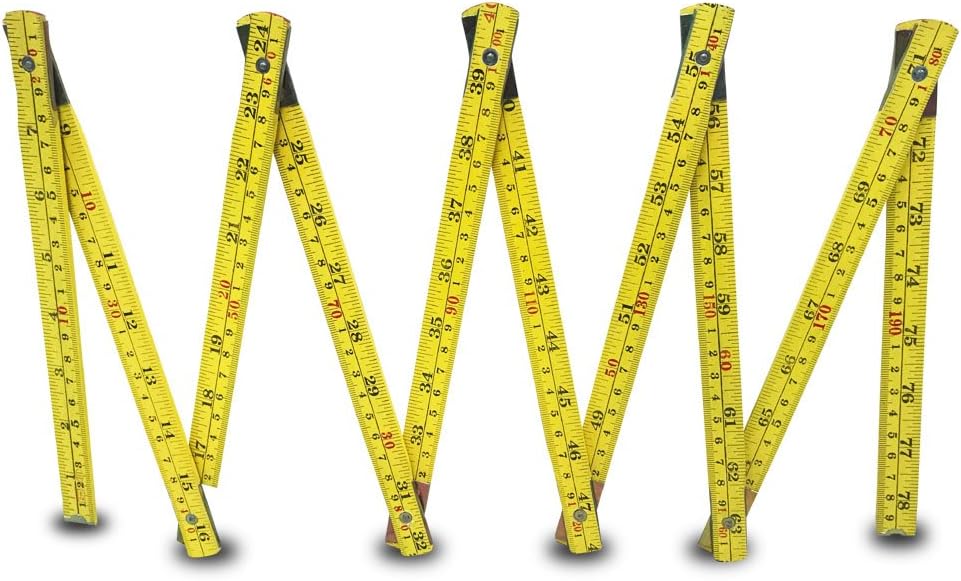 Wedge 2 Meter Folding Wood Ruler I 10 Folds I Lightweight and Compact I 9" Folded Size I Woodworking, Carpentry, Masonry, Construction Projects, DIY Home Projects