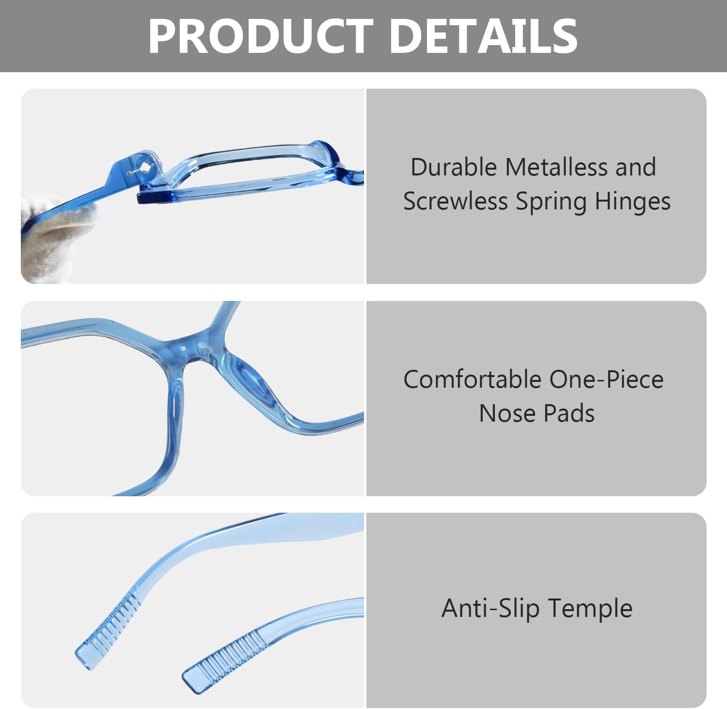 Eyekepper Metalless Screwless Reading Glasses Spring Hinges Oversized Cat Eye 6 Pack Readers Women +0.50