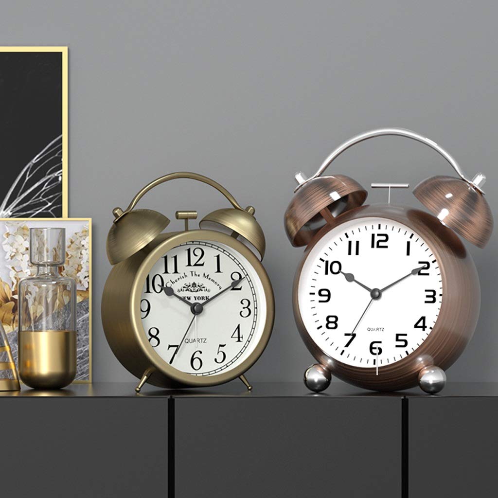 Despertador Reloj despertador silencioso para estudiantes para niños Reloj de cabecera de material metálico Tonos de llamada grandes Adecuado para personas que duermen mucho Relojes pequeños (A)