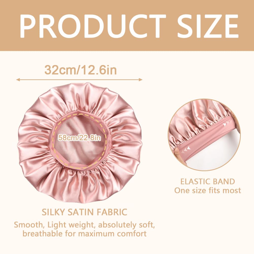 4 Pack Satin Silk Sleep Bonnet for Women & Girls - Image 2