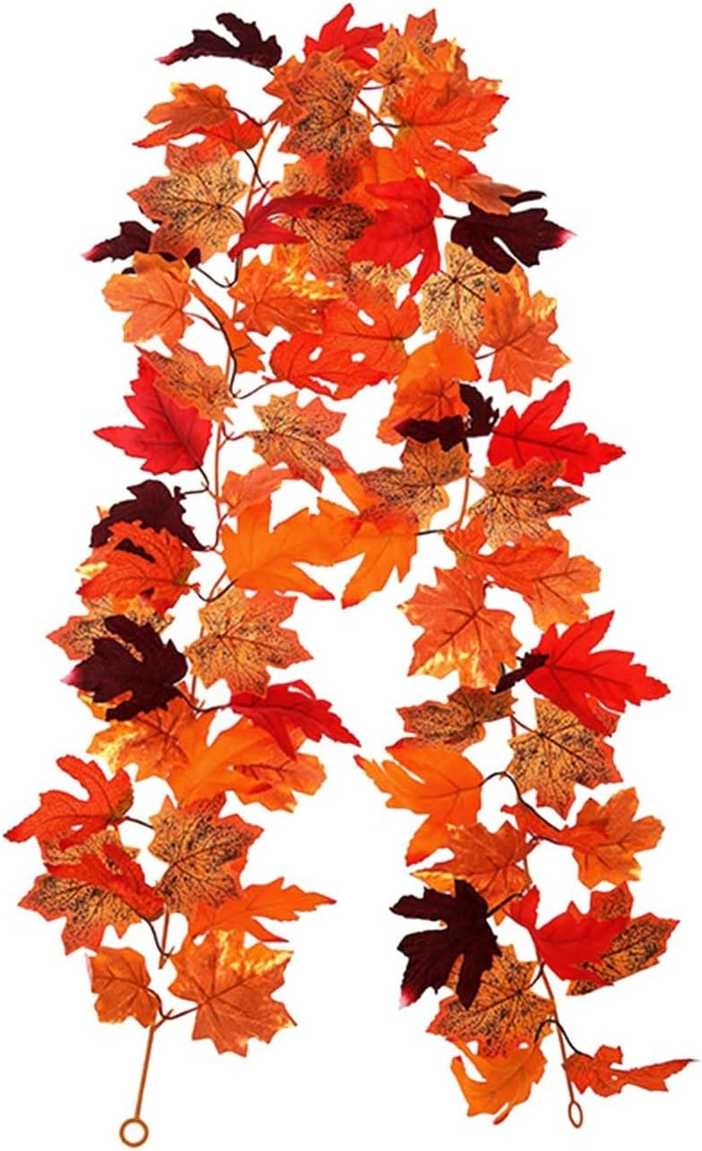 70 Inches Fall Garland Maple Leaf, Artificial Maple Leaf Autumn Garland Hanging Fall