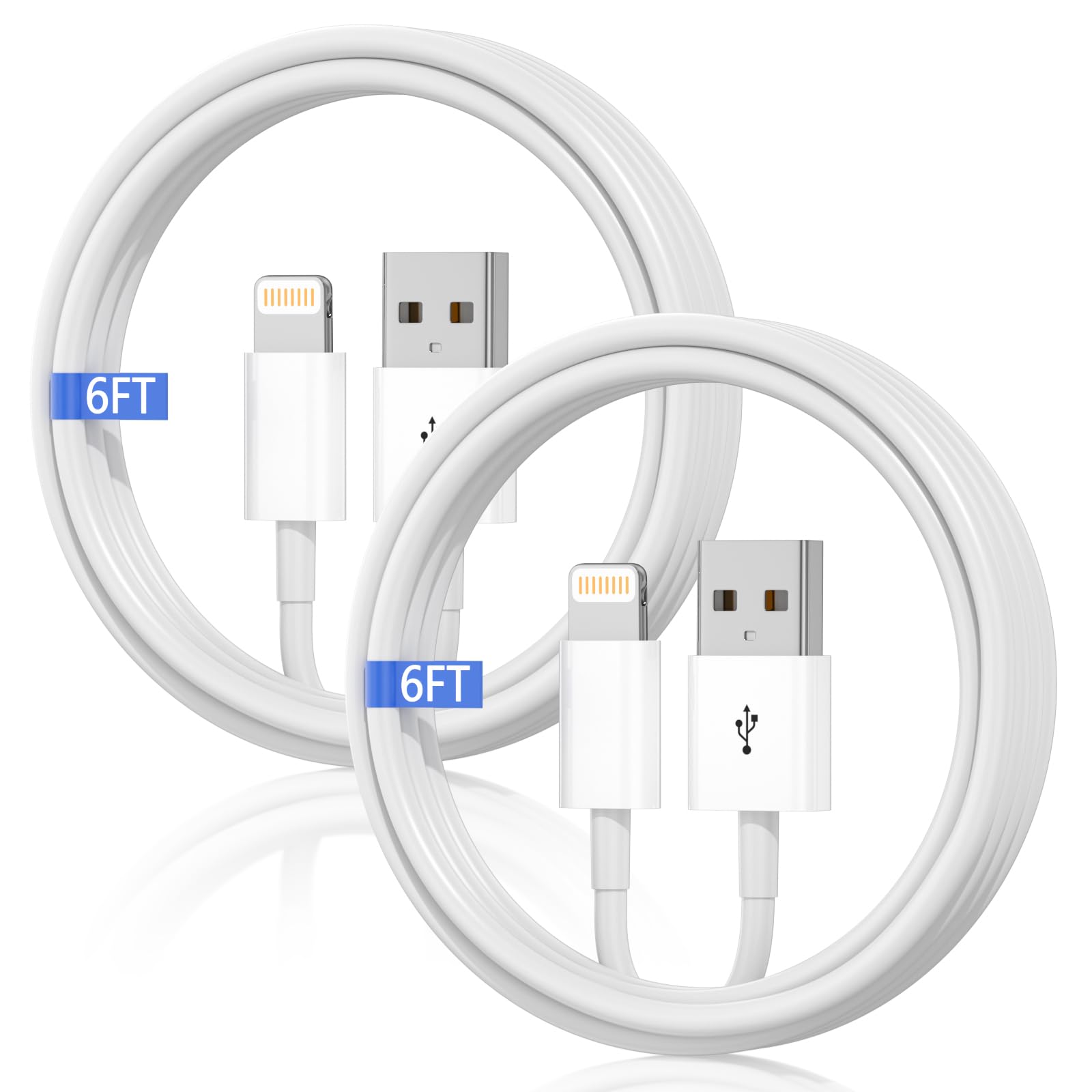 iPhone-Ladegerät [MFi-zertifiziert] USB-A-auf-Lightning-Kabel, schnelles Laden und Datensynchronisation für iPhone 14, 13, 12, 11 Pro Max, XR, XS, X, 8, 7 Plus, 6S, iPad, Auto-Carplay, langlebiges