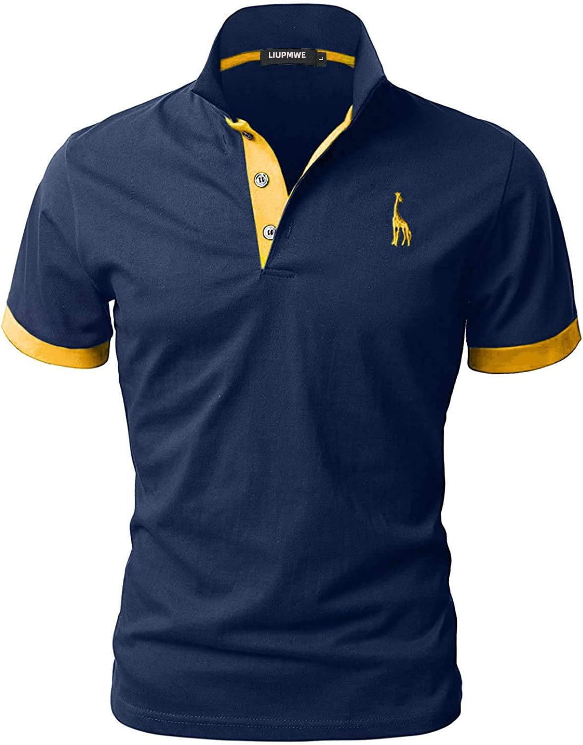 Mens Polo Shirts Short Sleeve Giraffe Embroidery Golf T-Shirt S-3XL