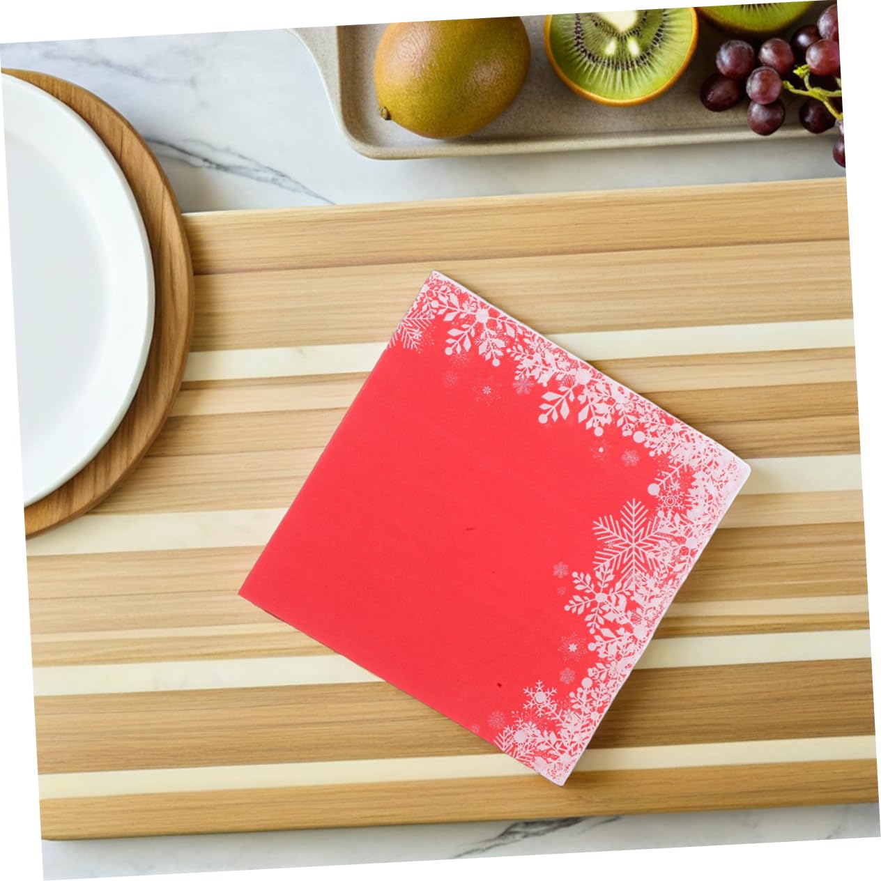 120piezas Servilletas Desechables Rojas Copos Para Fiestas Navideñas Unidades Para Cenas y Celebraciones De Navidad