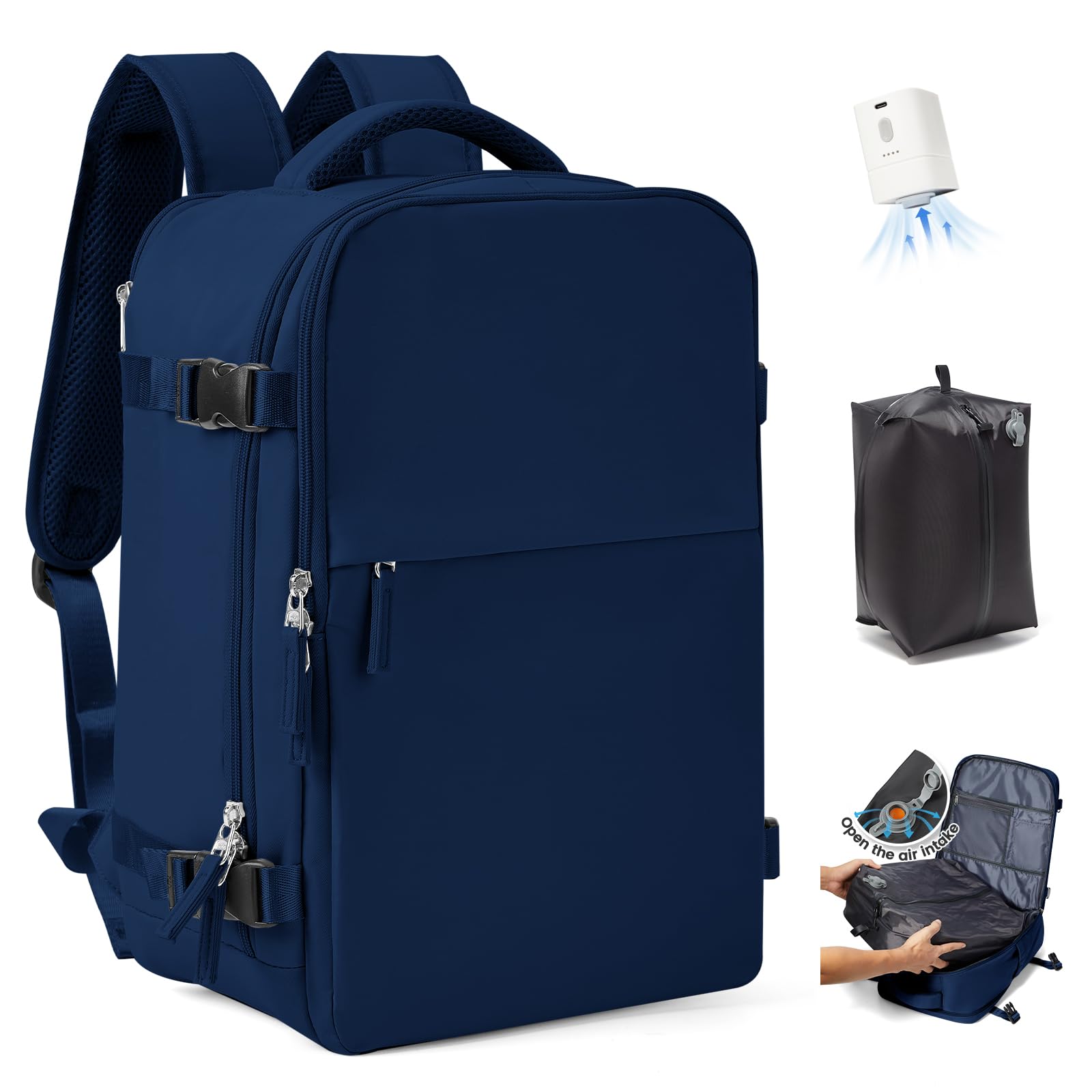 SZLX Vakuum Rucksack Ryanair Handgepäck 40x30x20 Wizzair Rucksack 40x20x25 für Ryanair Reiserucksack Flugzeug Easyjet Handgepäck 45x36x20 Laptop Rucksack 14 Zoll Untersitz Kofferrucksack