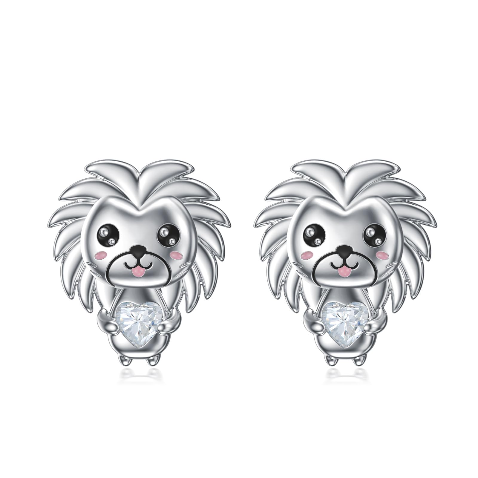 VONALA Sterling Silver Cat / Cow / Pig / Bunny / Squirrel / Giraffe / Highland Cow / Lion / Chicken / Ladybug / Star / Moon Stud Earrings for Women