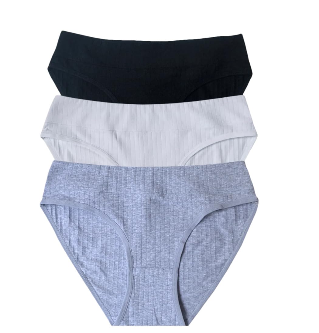 Bragas de algodón para mujer, 3 piezas, tiro bajo, color liso, transpirables, sin costuras