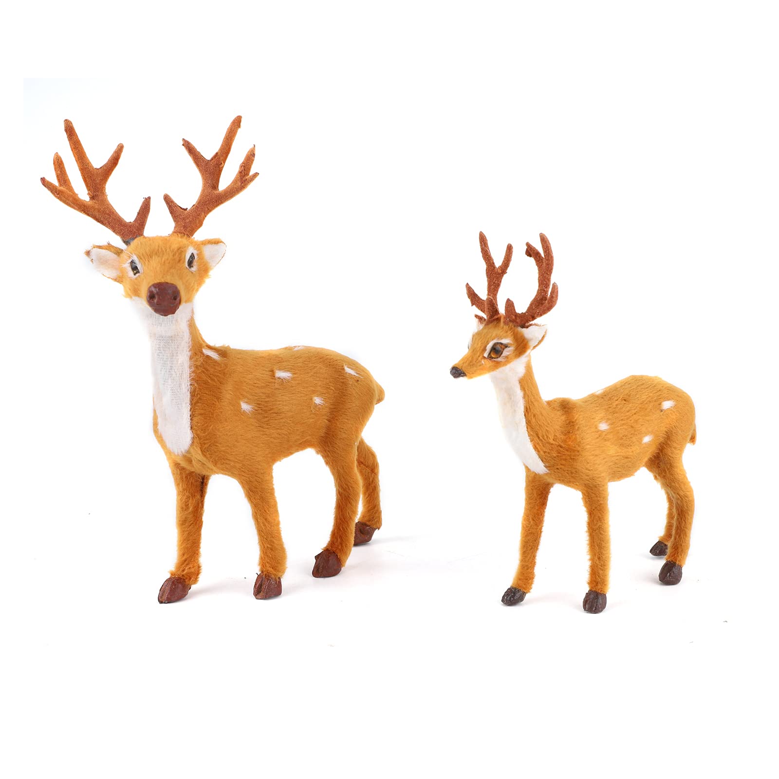 2 Pcs Figuras navideñas de Renos Navidad de Arte de Reno Animal Ornamento en Miniatura Figuras de Animales del Bosque simulación de Ciervos de pie decoración de Alces para Decoraciones de Navidad