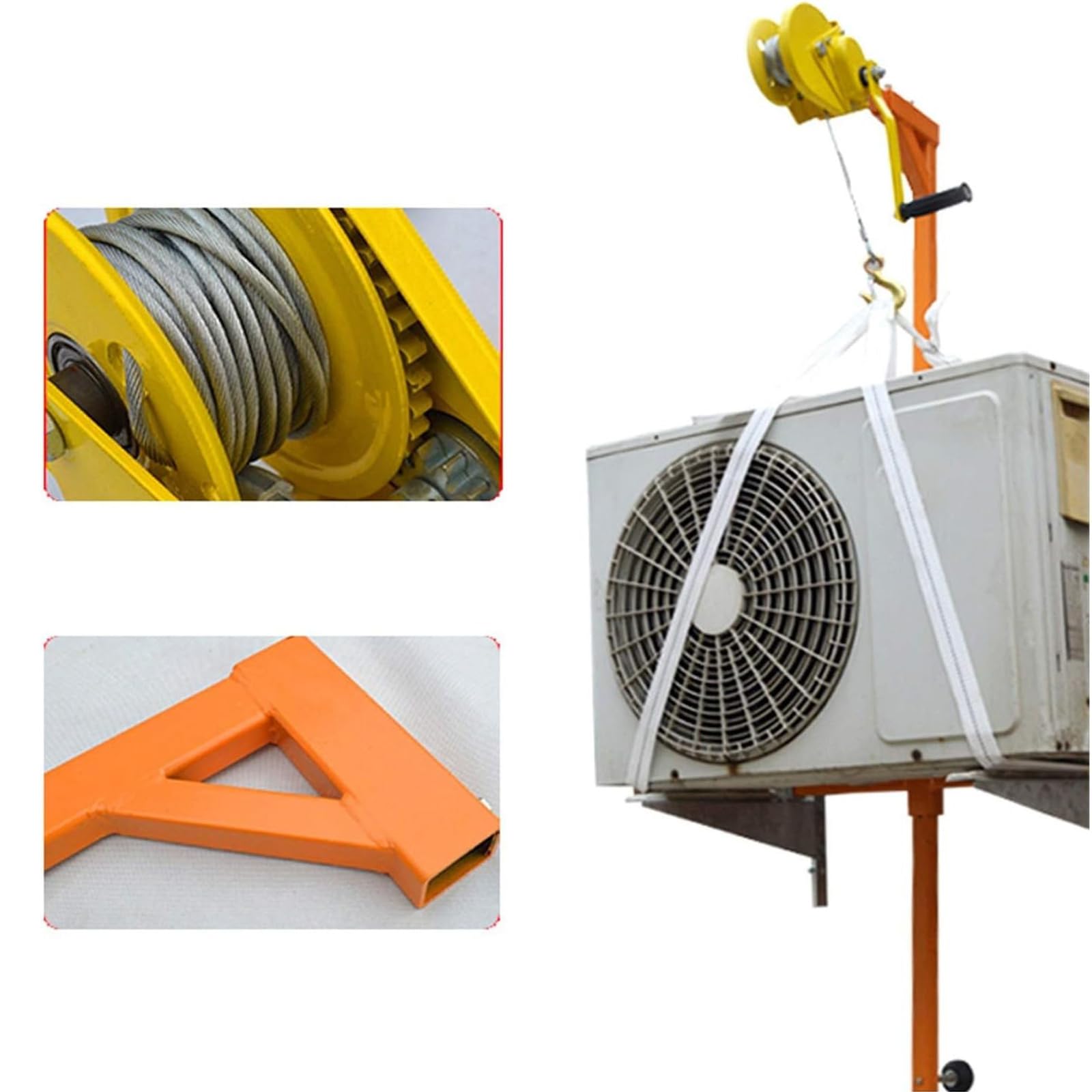 SKVLF Klimaanlage, Externe Maschineninstallation, Kleiner Kran, Installationsbügel, Handgekurbelter Hebebügel, Hebewerkzeug, Klimaanlage, Handgekurbelt,10M