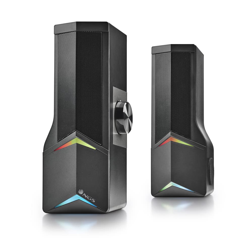 NGS GSX-B1200 - Barra de Sonido 2.0 Gaming, Diseño Desmontable 2 en 1, 12W de Potencia, Luces RGB, Compatible con Tecnología Bluetooth 5.0 + Entrada Jack