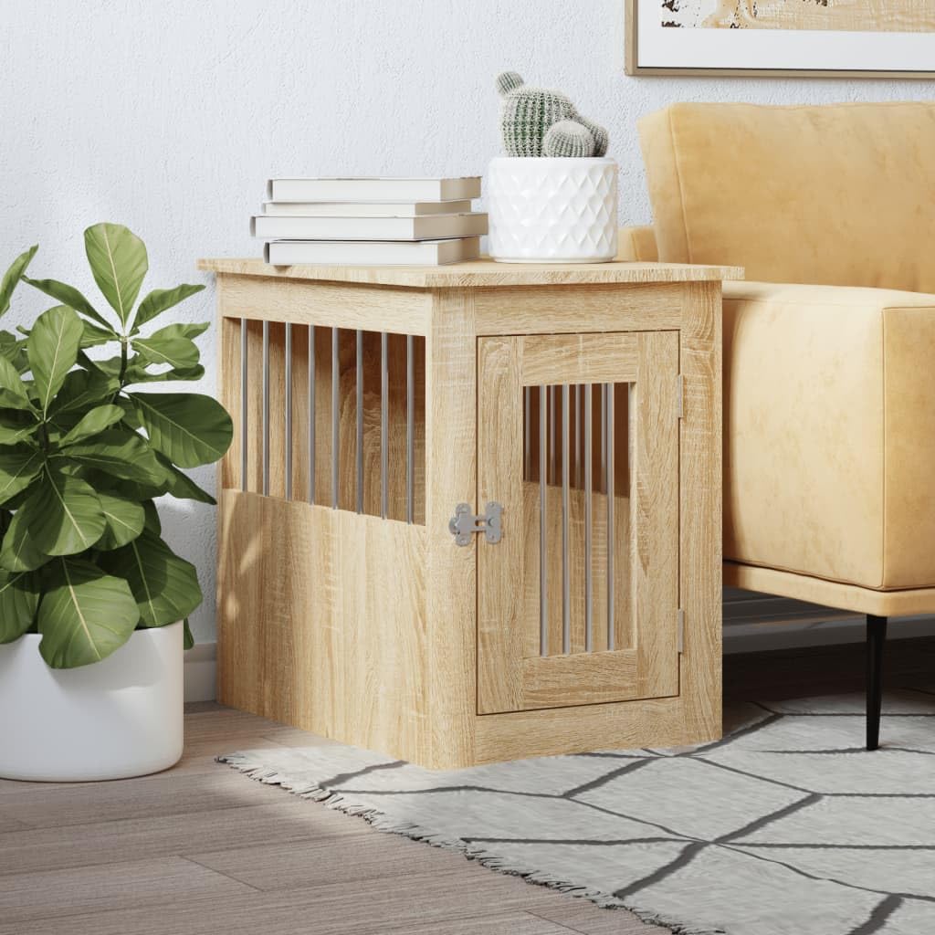 Cage pour Chien Intérieur, Meuble Cage Niche Maison pour Chien chêne Sonoma 45x62x59 cm