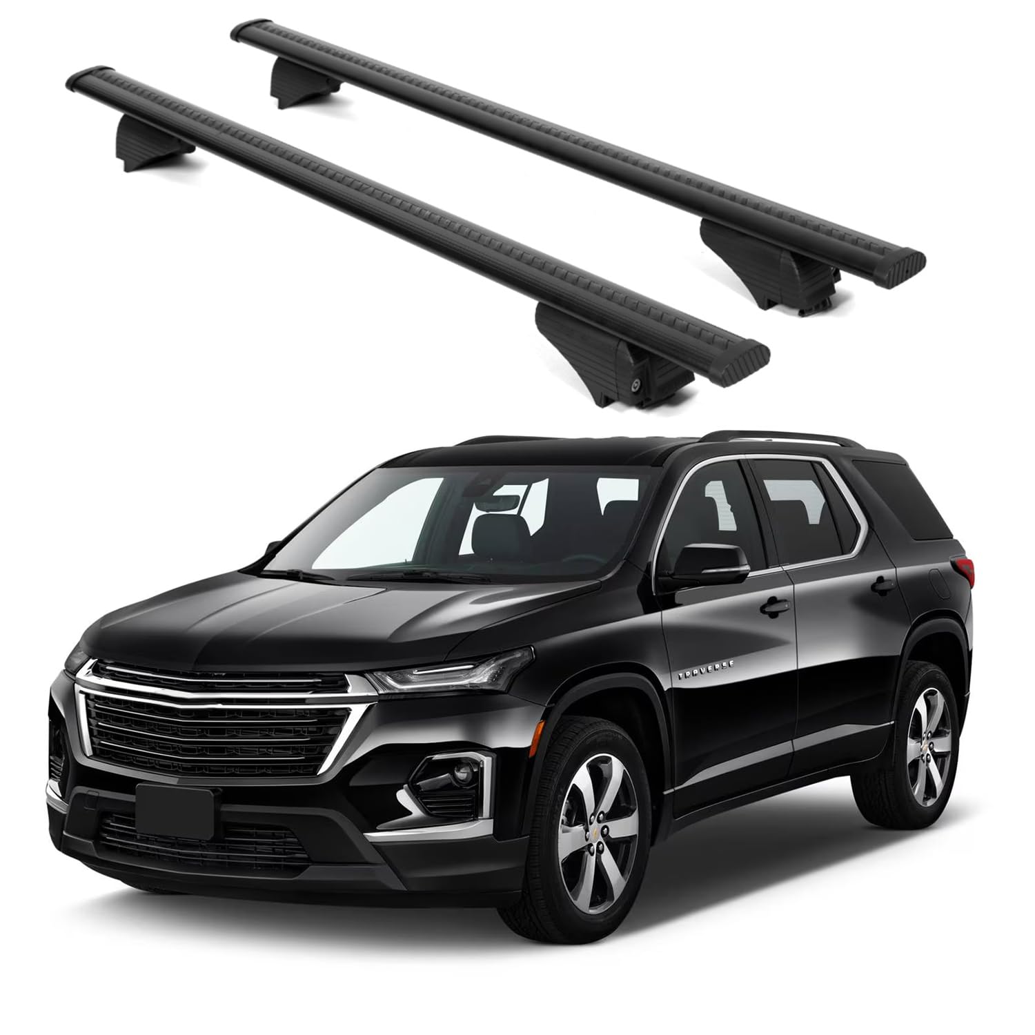 ERKUL Roof Rack Cross Bars for Chevrolet Chevy Traverse 2018-2023 | Aluminum Crossbars with Anti Theft Lock for Rooftop | Compatible with Raised Rails - Black