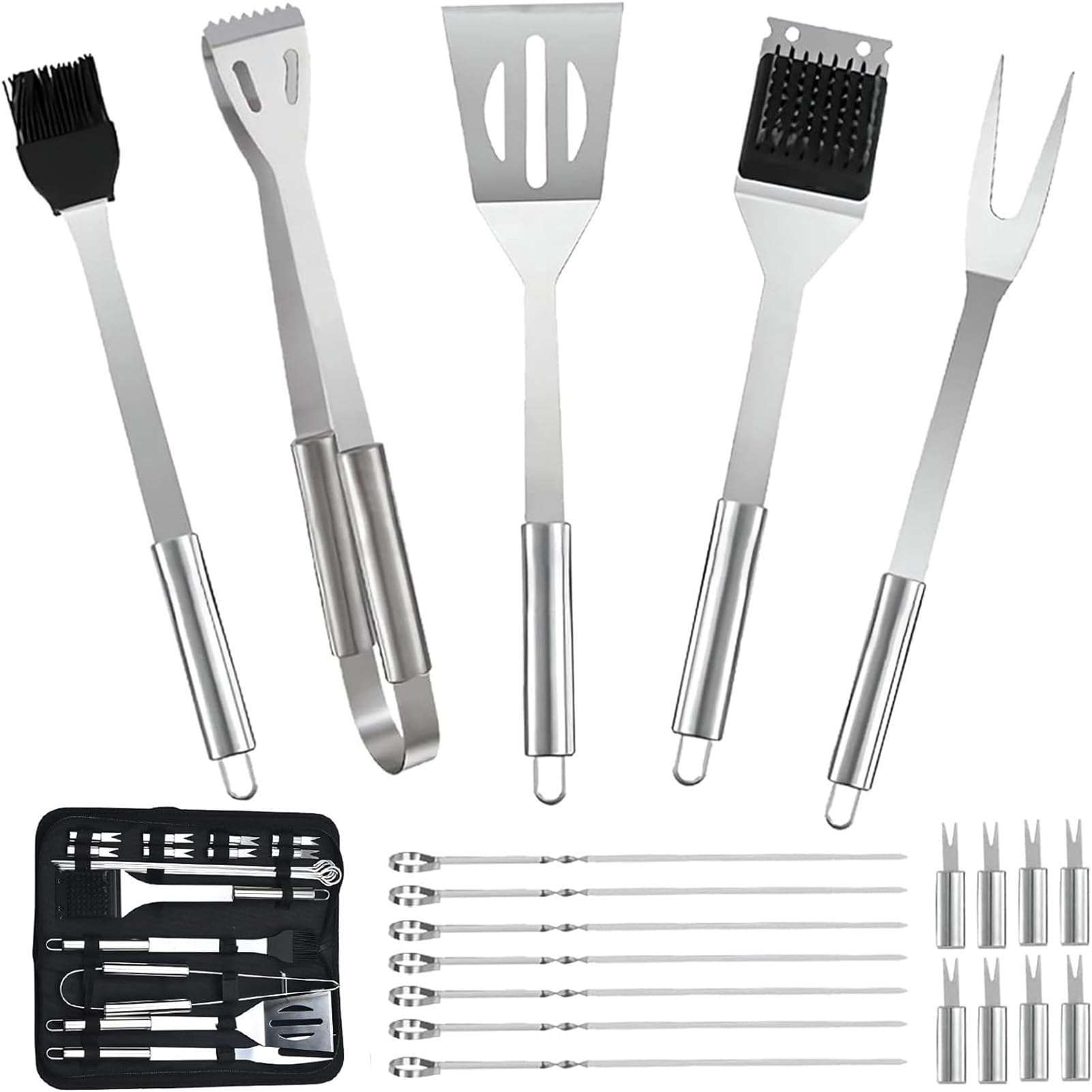 BaolyBBQ Barbecue Tool Set,20 Pcs BBQ Accessories Kit,Stainless Steel Grill Tools Set with Storage Bags,Complete Outdoor Barbecue Grill Utensils Set,Great for Outdoor BBQ and Camping