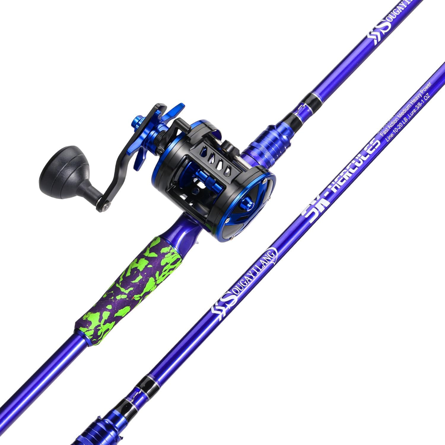 sougayilang inshore saltwater fishing rods combo, 7-foot spinning rods and casting rods with spinning/trolling reel 7'0"casting rod with left handed reel