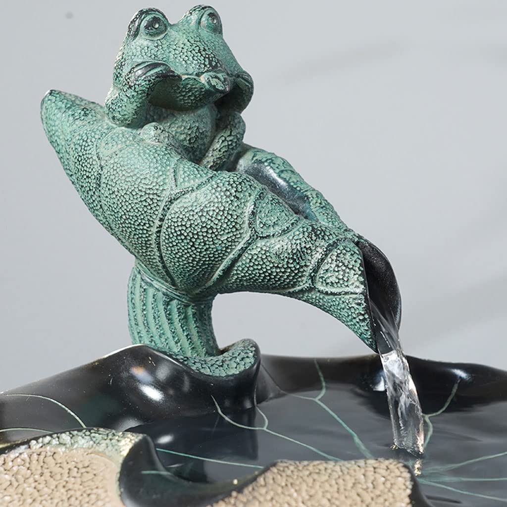 Fuente de Mesa Decorativa para Interior, Fuente de Agua con Cascada, de Piedra, diseño de Loto, Zen Estilo Oriental, decoración para salón, Dormitorio, Oficina, 35 x 25 x 28 cm