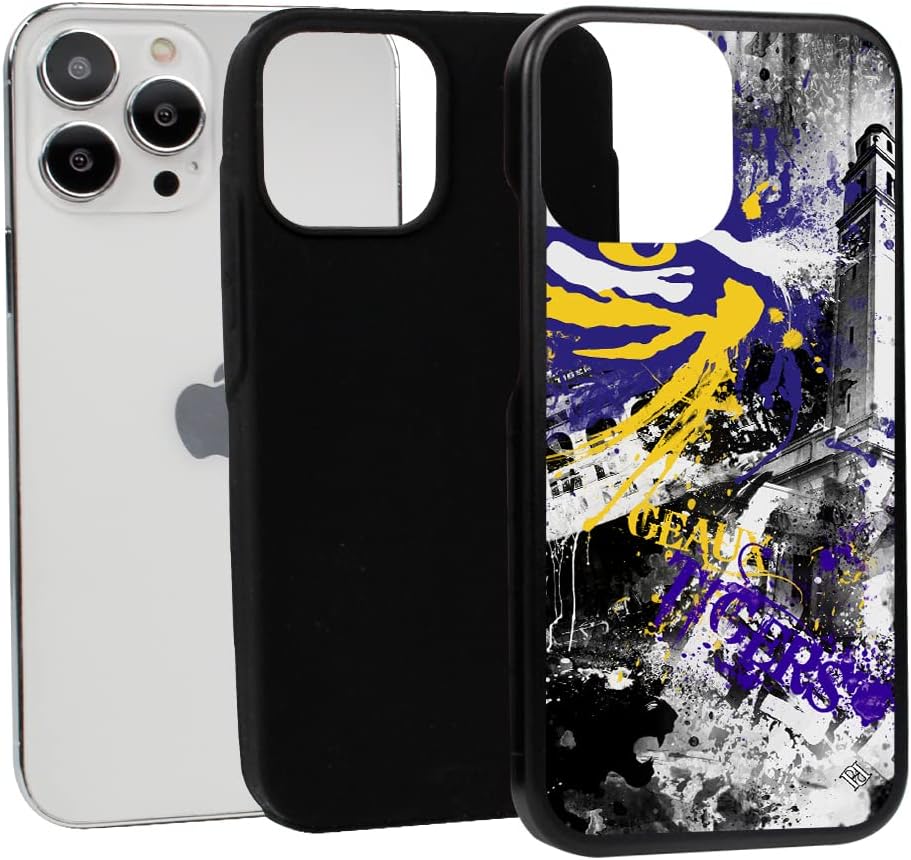 Guard Dog Case Compatible with iPhone 14 Pro Max - Military Grade - Rugged Two Piece Protection - Collegiate Licensed - LSU Tigers - by Paulson Designs