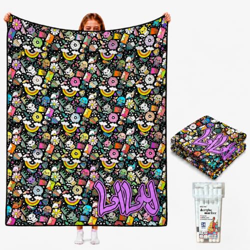 Personalisierte Maldecke Decke zum Ausmalen mit Namen & 24 Stoffmalstiften